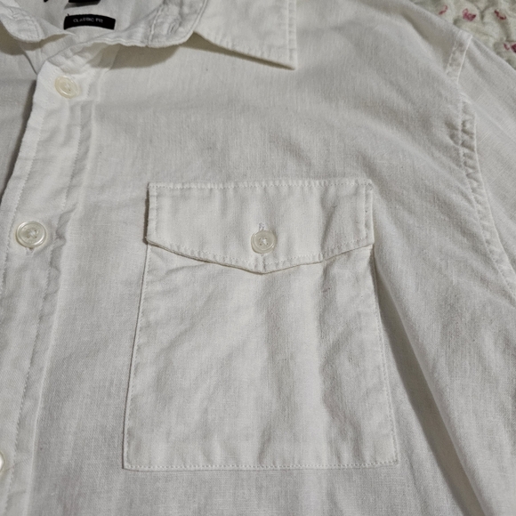Michael Kors Classic Fit White Cotton Linen Buttondown Mens Shirt Large - Picture 11 of 14
